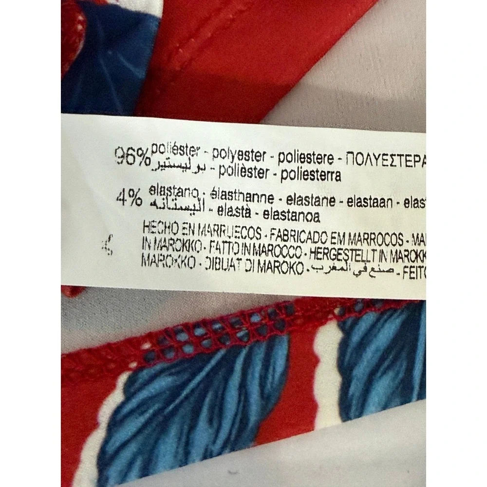 Zara Red Blue Floral Long‎ Sleeve Button Front Midi Dress Small Colorful Boho